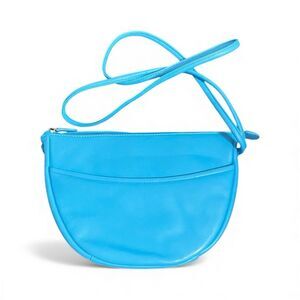 Ili New York Blue Leather RFID Crossbody Bag Small Zip Top Travel Purse